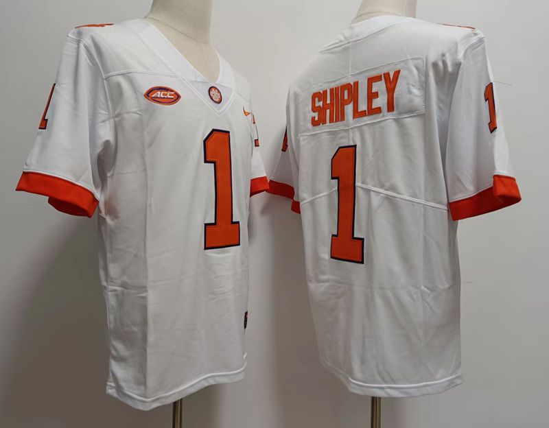 Men Clemson Tigers #1 Shipley White 2024 Nike Vapor NCAA Jersey->ncaa teams->NCAA Jersey